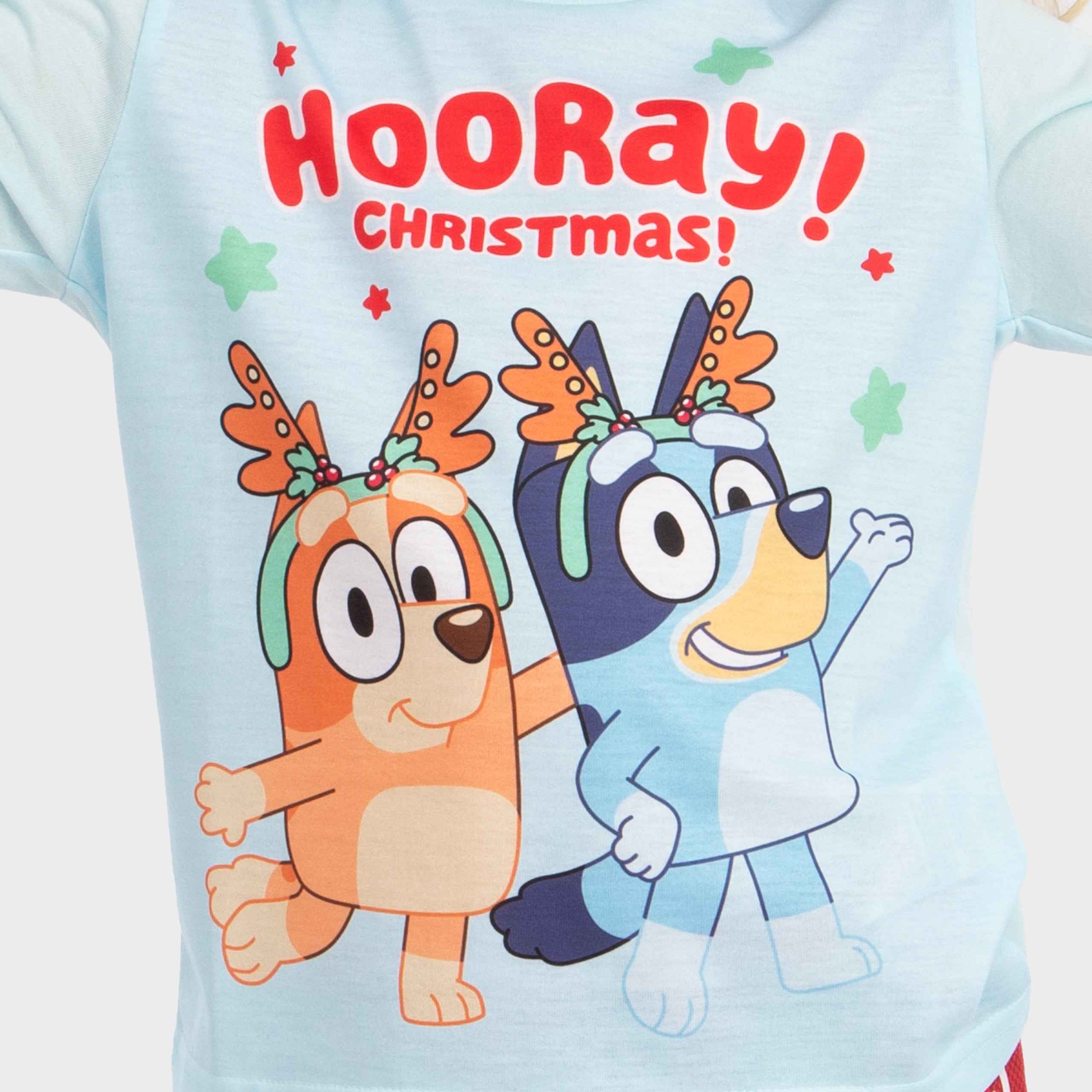 BLUEY PYJAMAS | GIRLS HOORAY CHRISTMAS BLUE AND RED - Image 2
